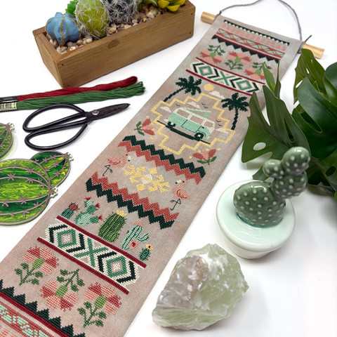 Cactus & Caravan Bell Pull - Tiny Modernist - Cross Stitch Pattern [Nashville 2026]