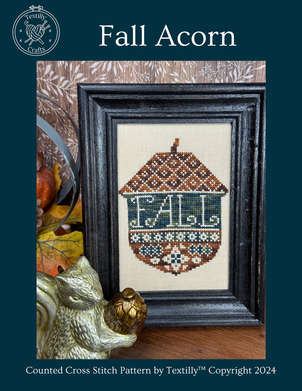Fall Acorn Pattern + Floss Bundle - Textilly Crafts - Cross Stitch Pattern [Needlework Marketplace 2024]