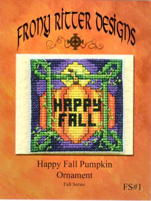 Happy Fall Pumpkin Ornament - Frony Ritter Designs - Cross Stitch Pattern