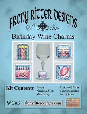 Birthday Wine Charms - Frony Ritter Designs - Cross Stitch Kit