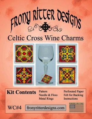 Celtic Cross Wine Charms - Frony Ritter Designs - Cross Stitch Kit