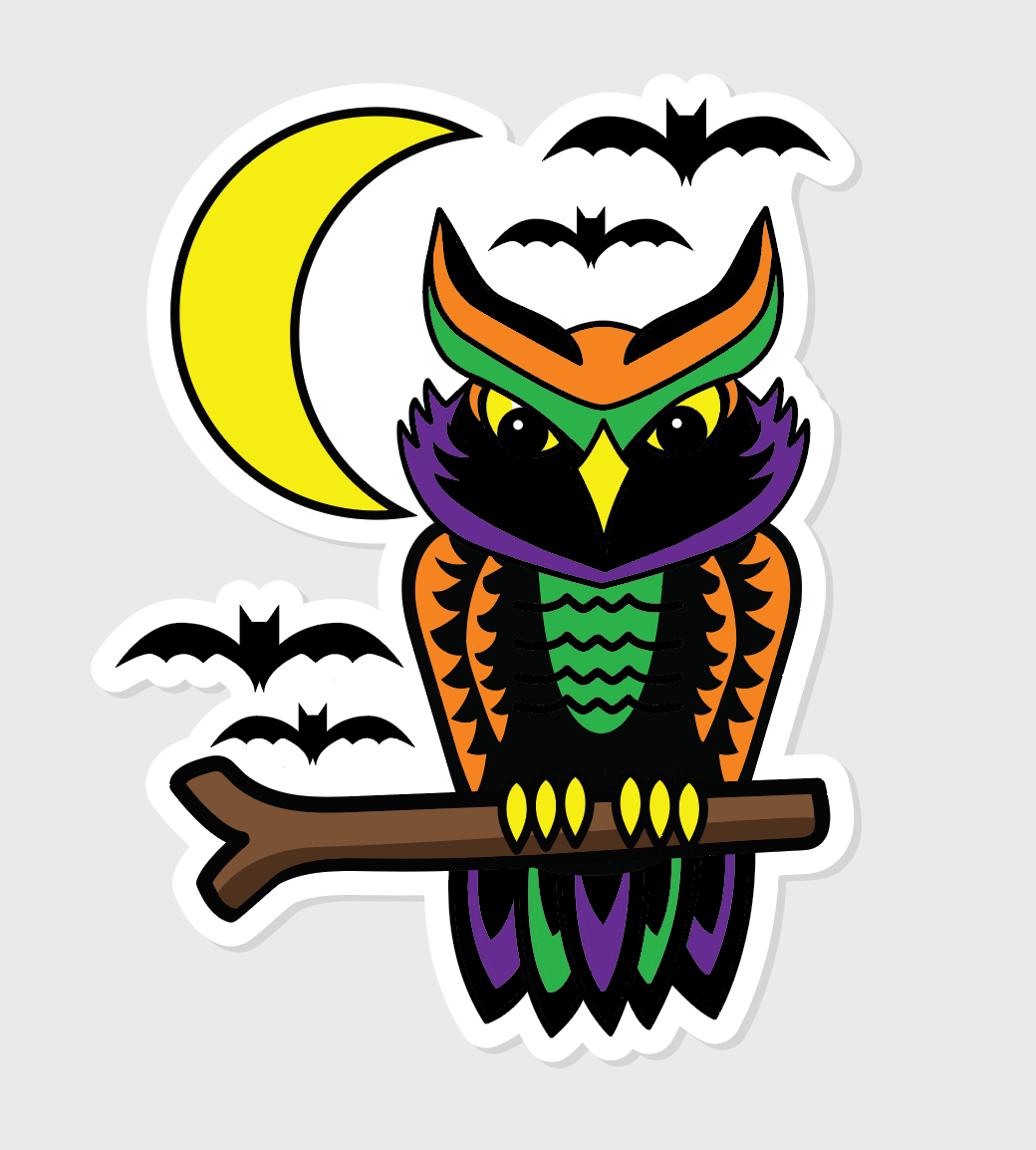 Halloween Owl Sticker - Spot Colors