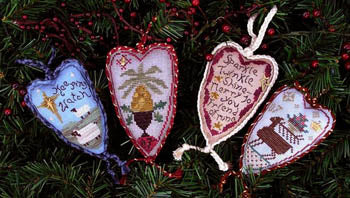 Merry Heart Ornaments I - Homespun Elegance - Cross Stitch Pattern