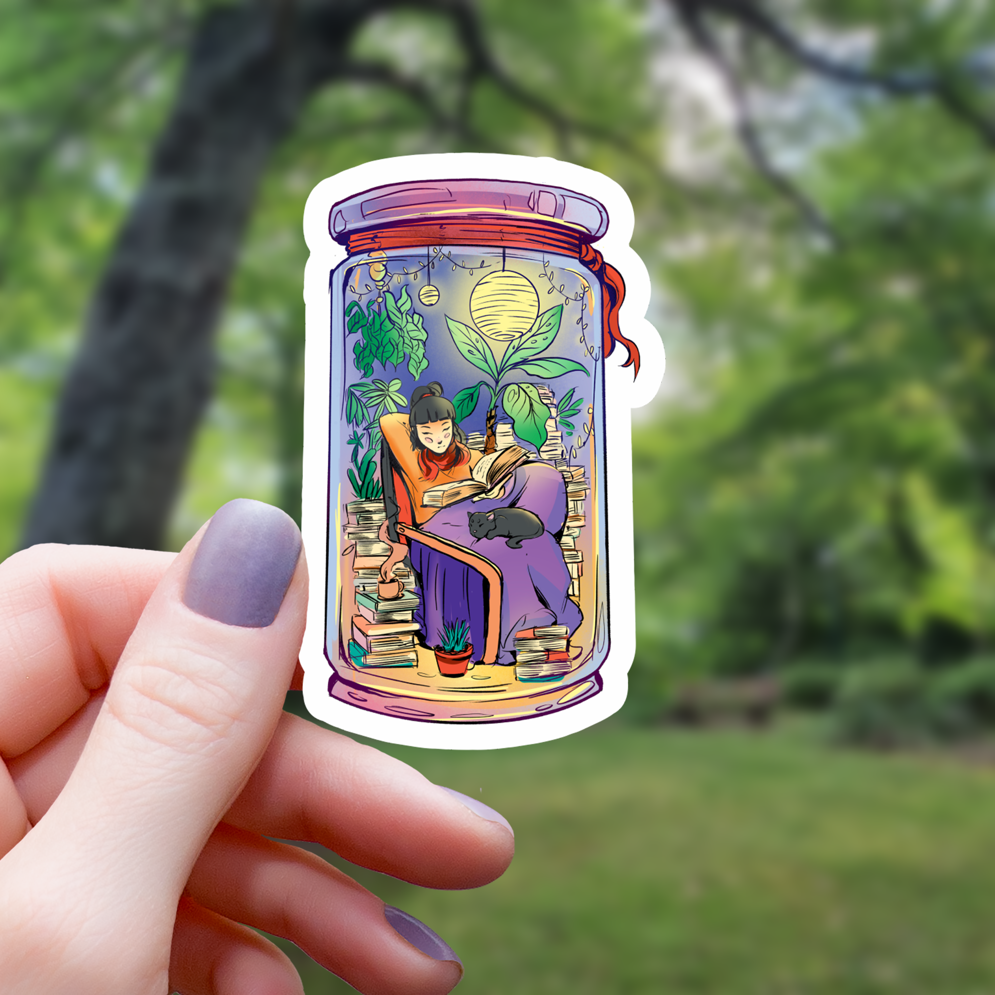 Girl Reading In A Jar Sticker - Mimic Gaming Co