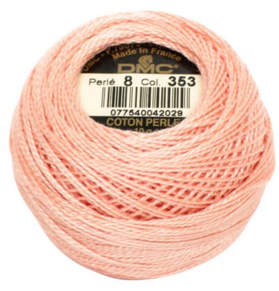 Pearl Cotton Ball Size 8 - 353 (Peach) - DMC Embroidery Floss