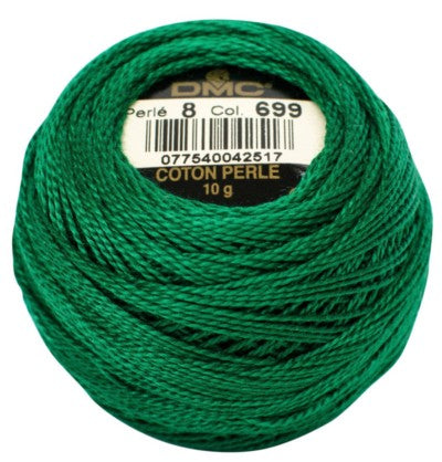 Pearl Cotton Ball Size 8 - 699 (Green) - DMC Embroidery Floss