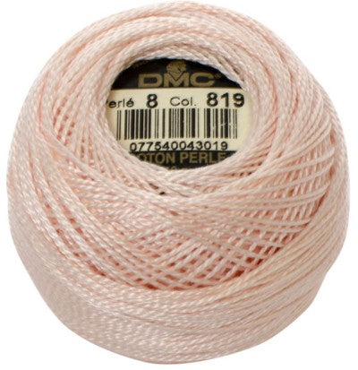 Pearl Cotton Ball Size 8 - 819 (Light Baby Pink) - DMC Embroidery Floss