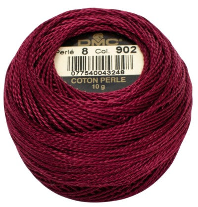 Pearl Cotton Ball Size 8 - 902 (Very Dark Garnet) - DMC Embroidery Floss
