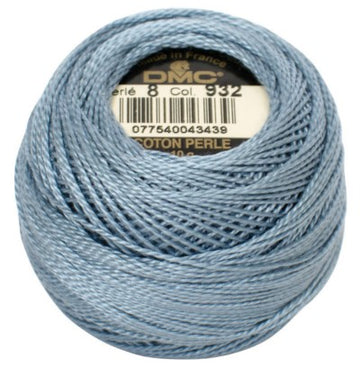 Pearl Cotton Ball Size 8 - 932 (Light Antique Blue) - DMC Embroidery Floss