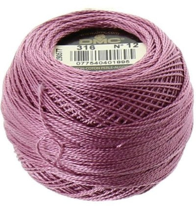 Pearl Cotton Ball Size 12 - 316 (Medium Antique Mauve) - DMC Embroidery Floss