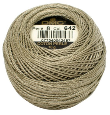 Pearl Cotton Ball Size 12 - 642 (Dark Beige Gray) - DMC Embroidery Floss