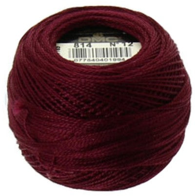 Pearl Cotton Ball Size 12 - 814 (Dark Garnet) - DMC Embroidery Floss