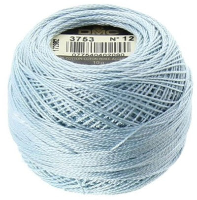 Pearl Cotton Ball Size 12 - 3753 (Antique Blue Ultra Very Light) - DMC Embroidery Floss