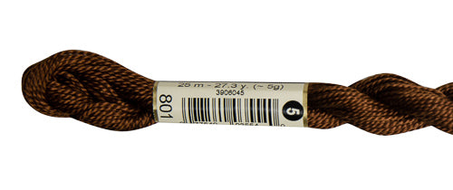 Pearl Cotton Size 5 - 801 (Dark Coffee Brown) - DMC Embroidery Floss