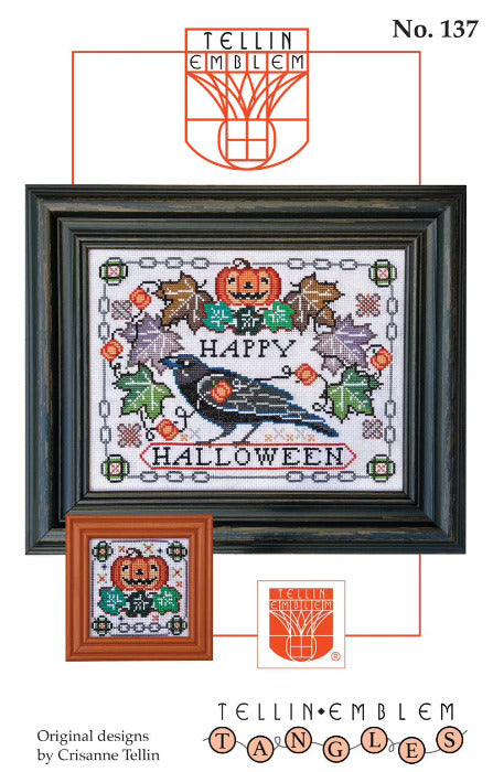 Tangled Tidings: Happy Halloween - Tellin Emblem - Cross Stitch Pattern
