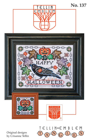 Tangled Tidings: Happy Halloween - Tellin Emblem - Cross Stitch Pattern