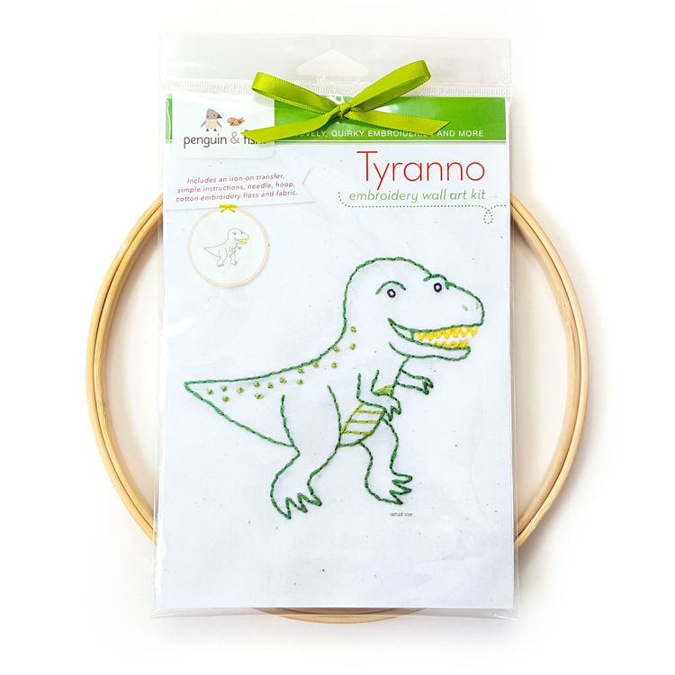 Tyranno Dino Embroidery Wall Art - Penguin & Fish - Embroidery Kit