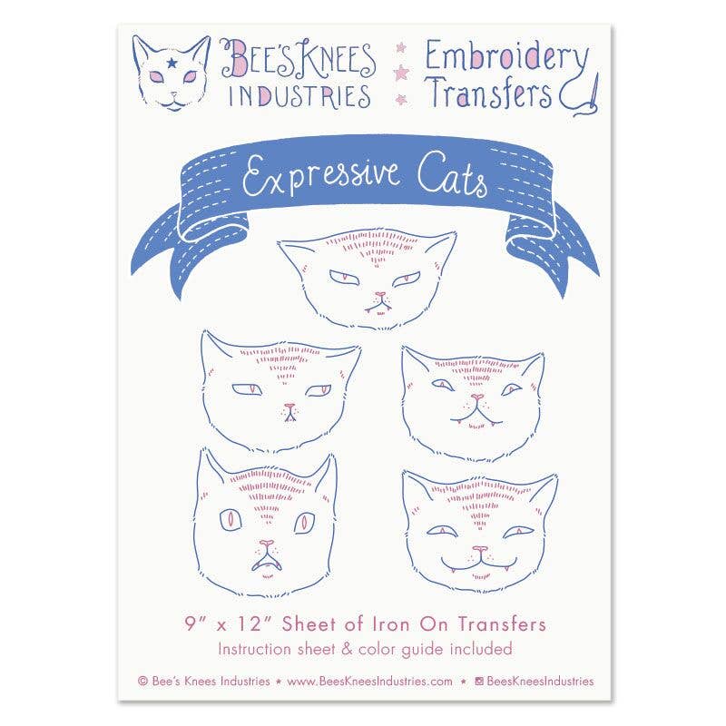 Expressive Cats Embroidery Transfer - Bee's Knees Industries