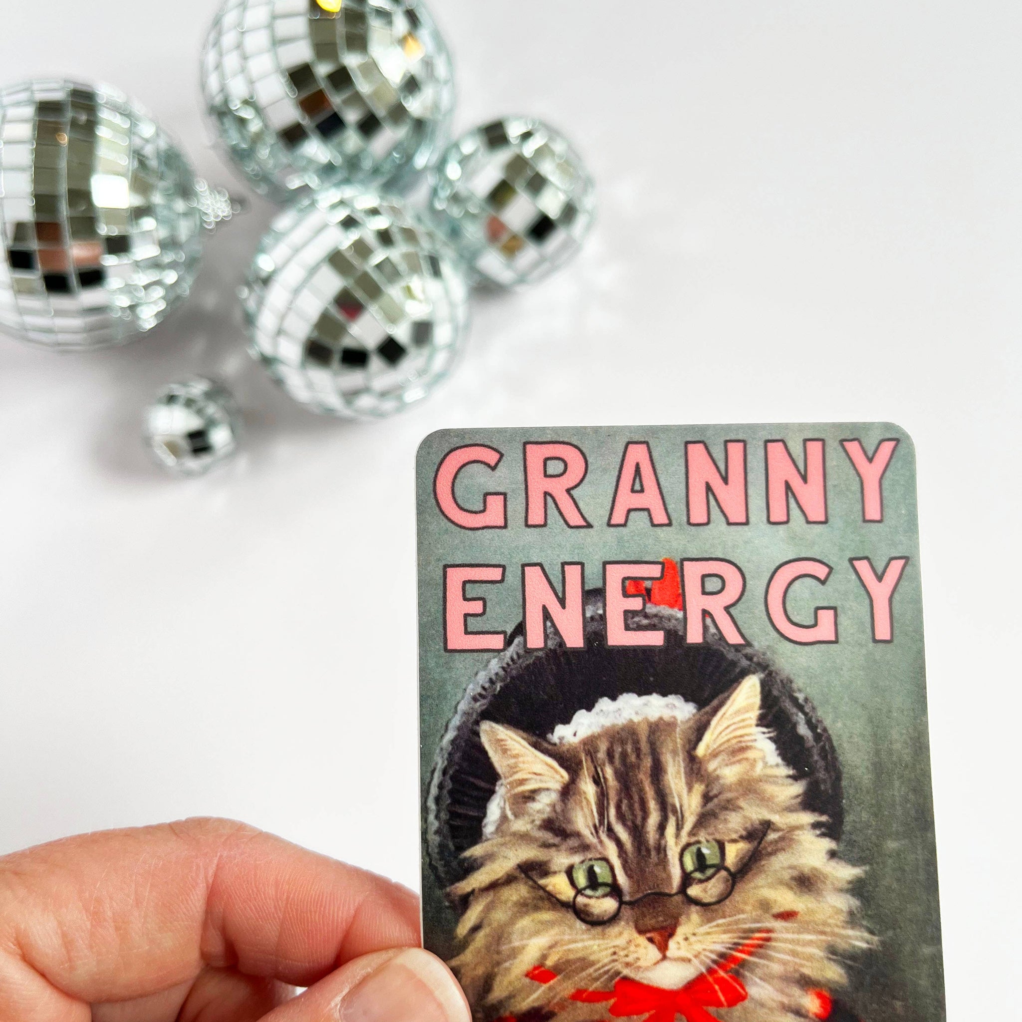 Granny Energy Cat Sticker - The Coin Laundry