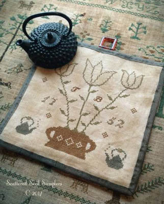 Tea Time Kettle Mat - Scattered Seed Samplers - Cross Stitch Pattern