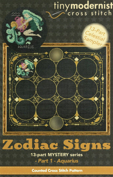 Aquarius (Zodiac Signs #1) - Tiny Modernist - Cross Stitch Pattern