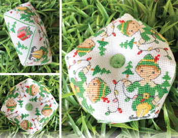 December Elf Biscornu (2019 Biscornu of the Month #12) - Tiny Modernist - Cross Stitch Pattern