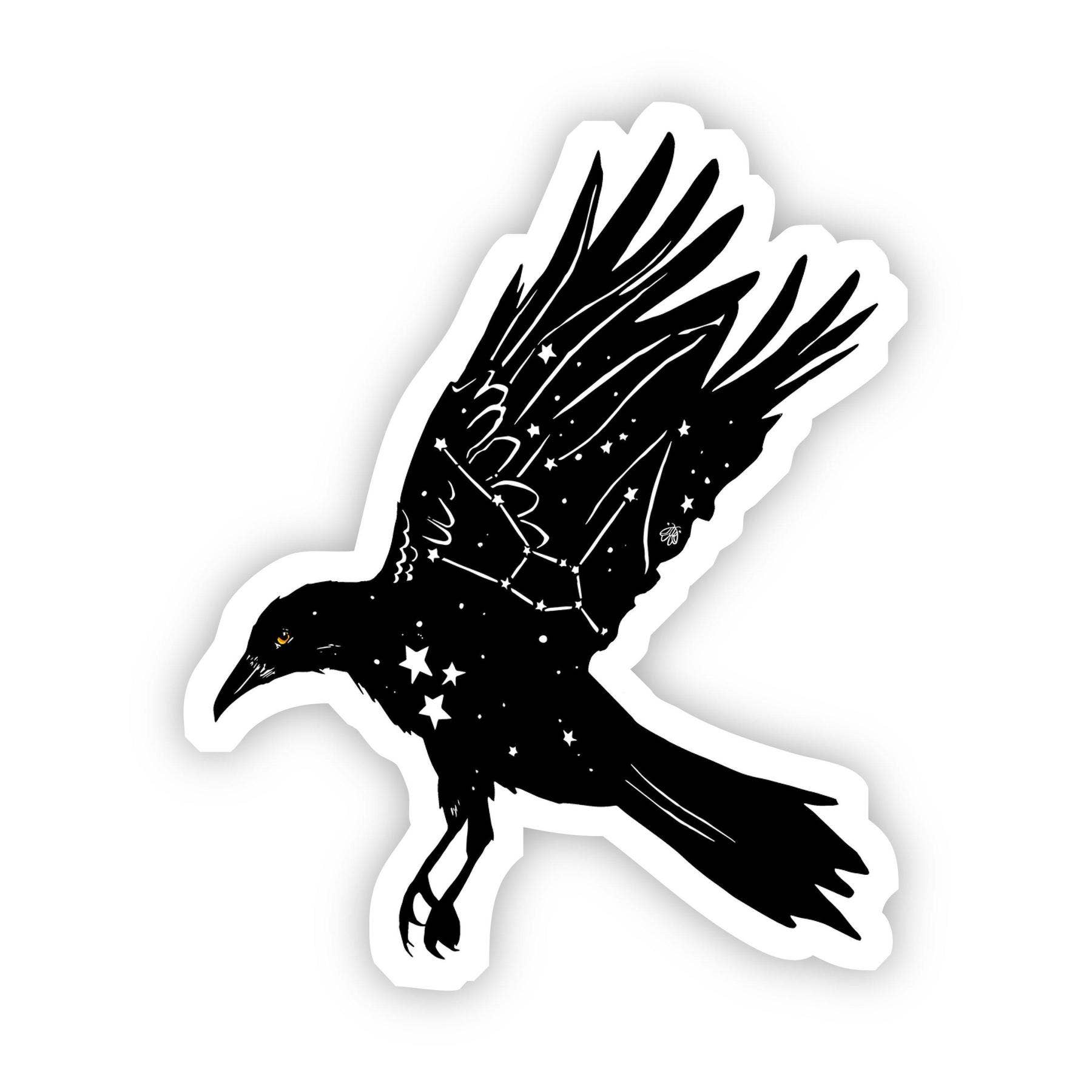 Crow with Stars Sticker - Big Moods