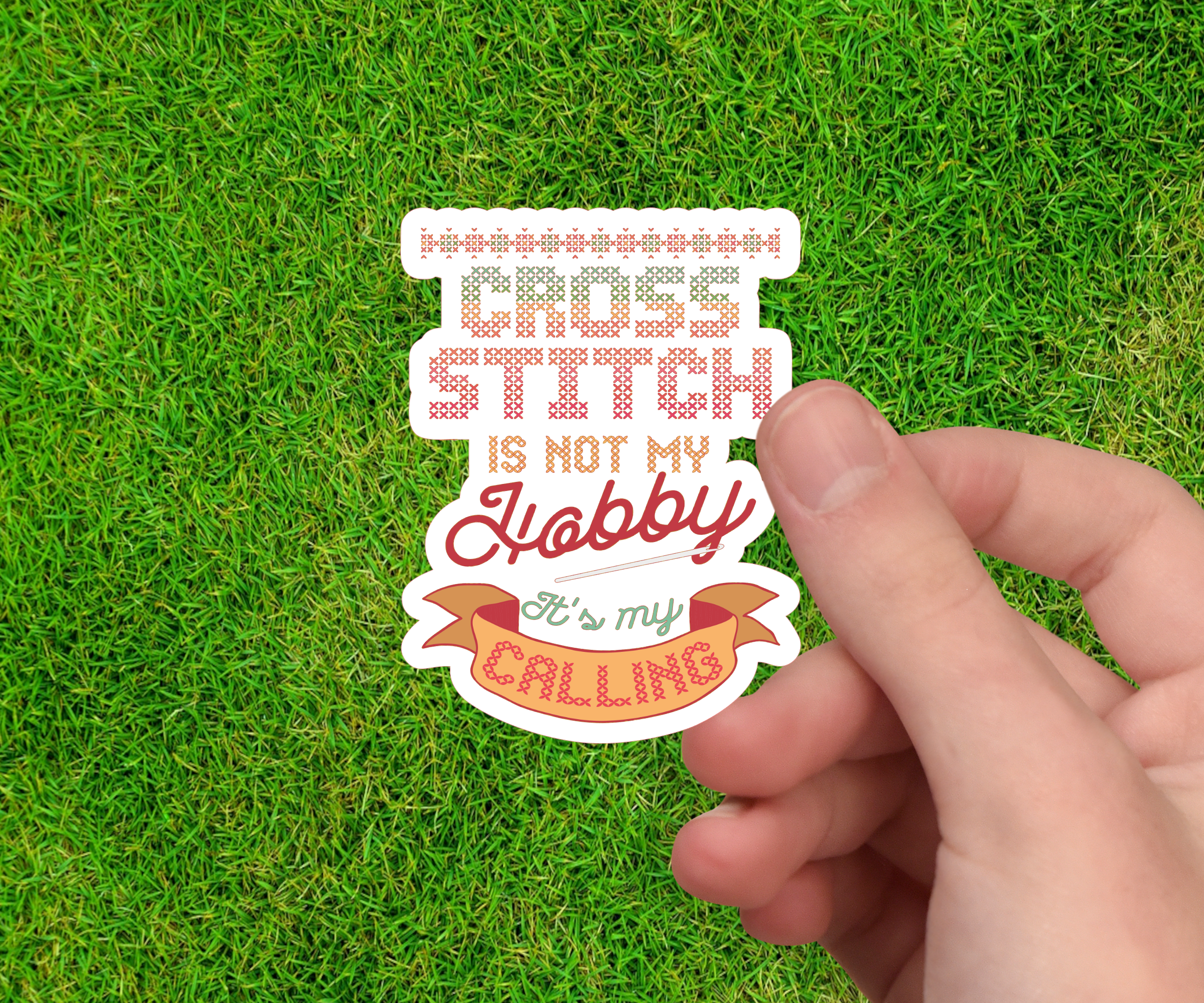 Cross Stitch Is Not My Hobby Sticker - Dancing Dolphin Crafts