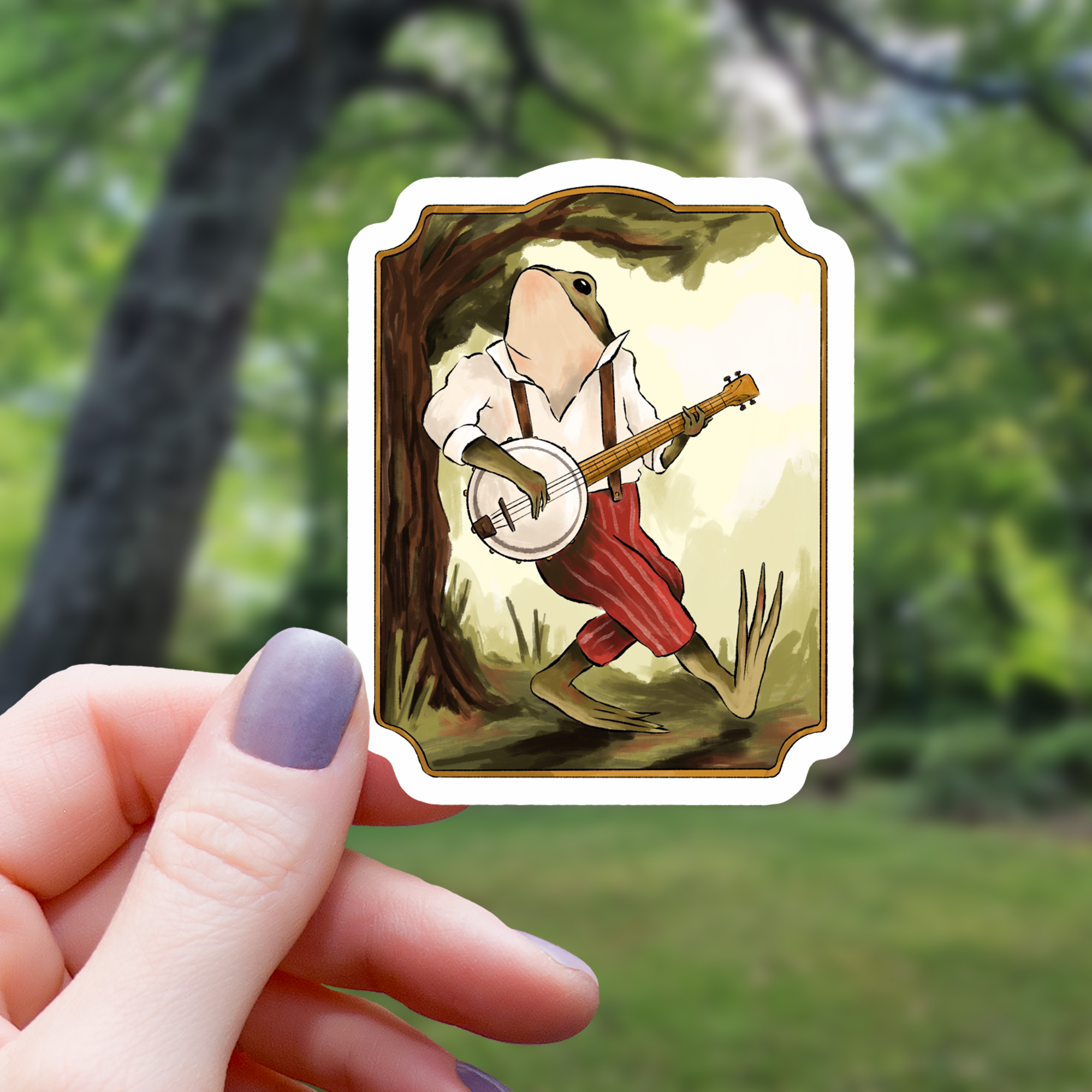Vintage Banjo Frog Sticker - Mimic Gaming Co
