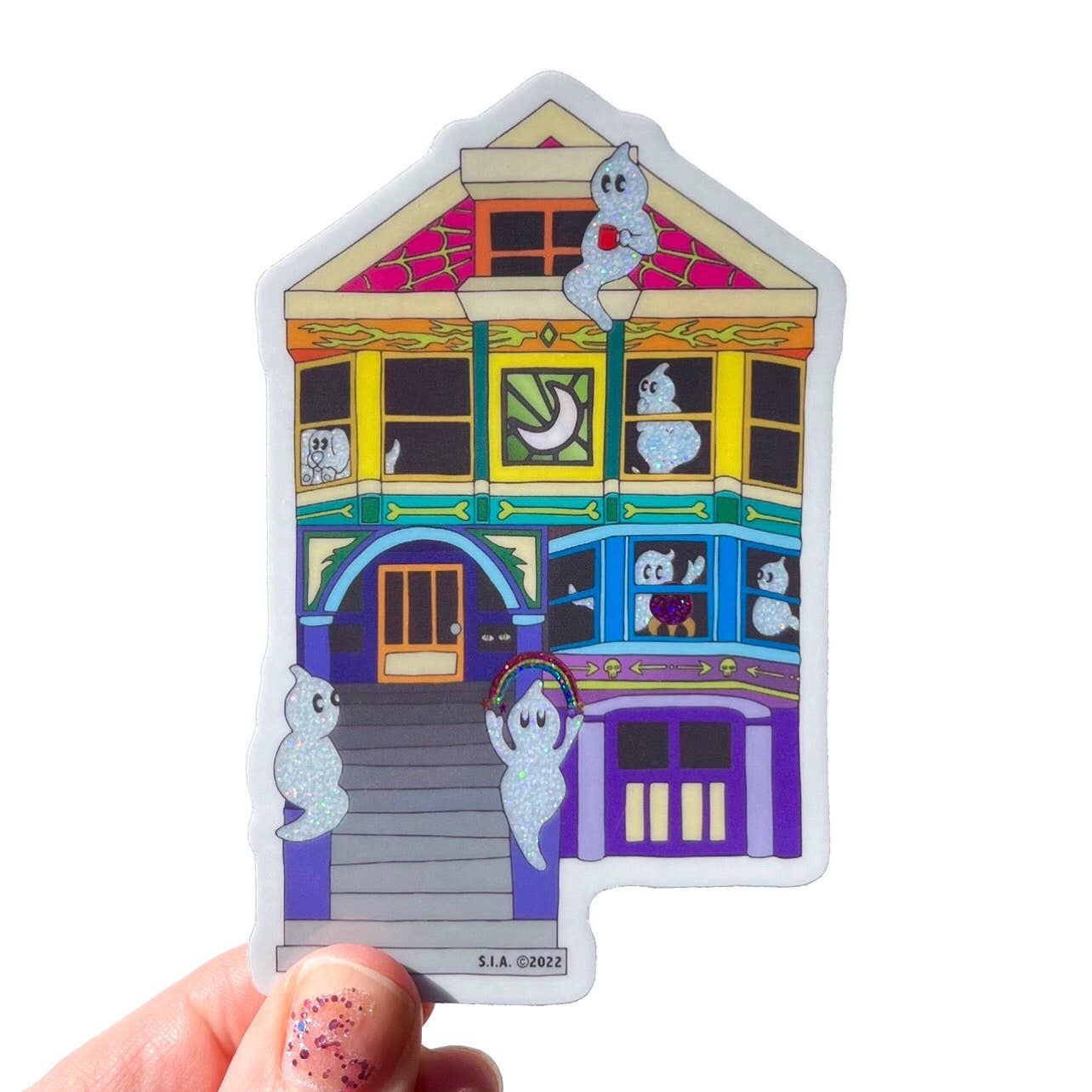 Sparkle San Francisco Rainbow Haunted House Vinyl Sticker