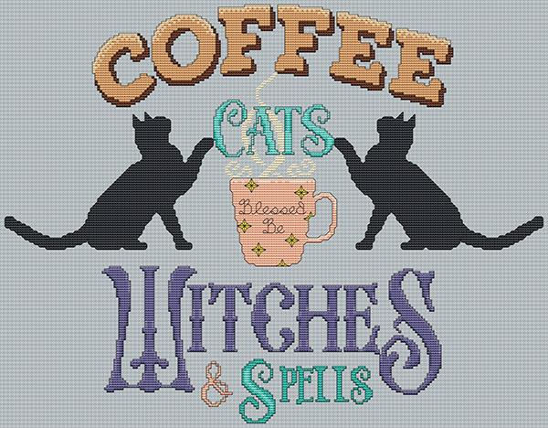 Coffee, Cats, Witches - Artists Alley - Cross Stitch Patterns