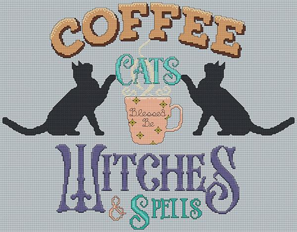Coffee, Cats, Witches - Artists Alley - Cross Stitch Patterns