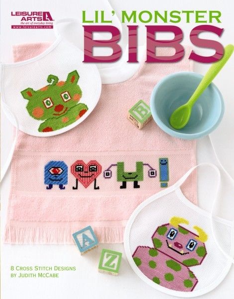 Lil' Monster Bibs - Leisure Arts - Cross Stitch Pattern