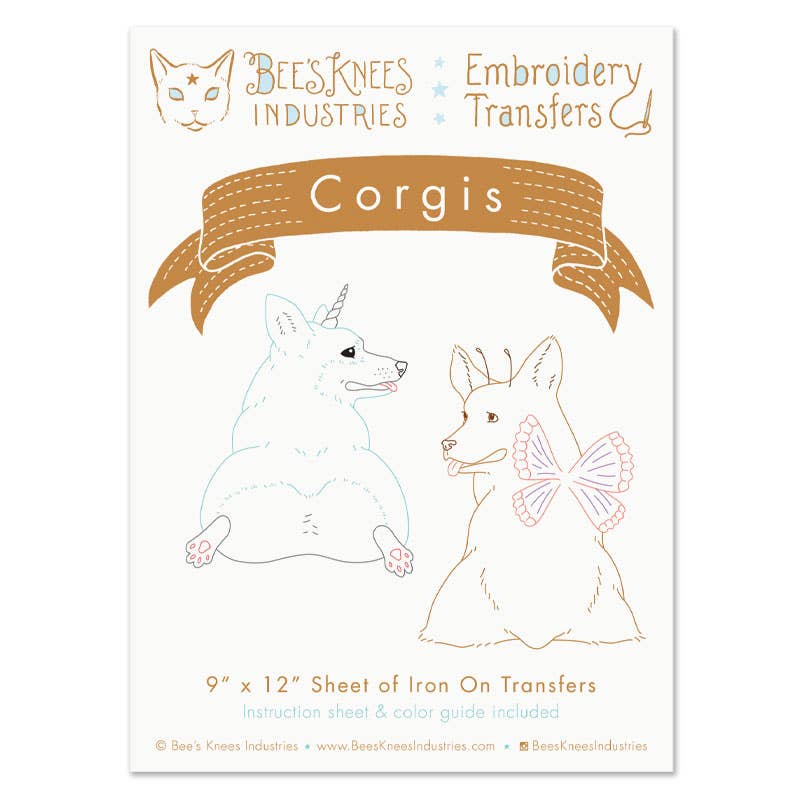 Corgis Embroidery Transfer - Bee's Knees Industries