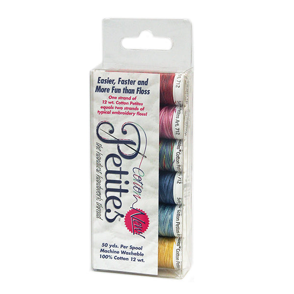 12 Wt. Cotton Blendables Petites Thread - 6 Most Popular Colors Sample - 50 yd. Spools - Sulky of America Embroidery Floss