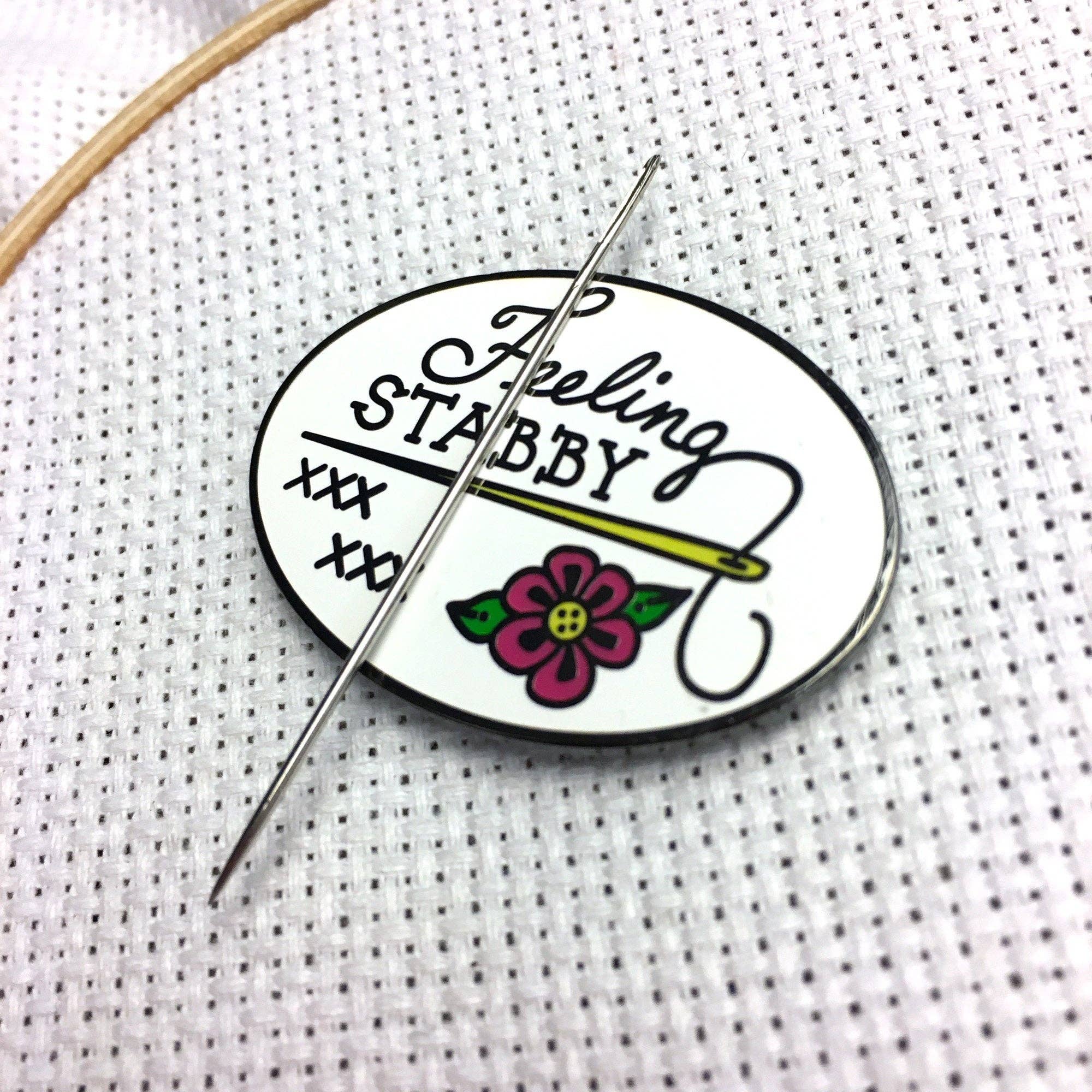Feeling Stabby Enamel Needle Minder - Snarky Crafter Designs - Cross Stitch Notions