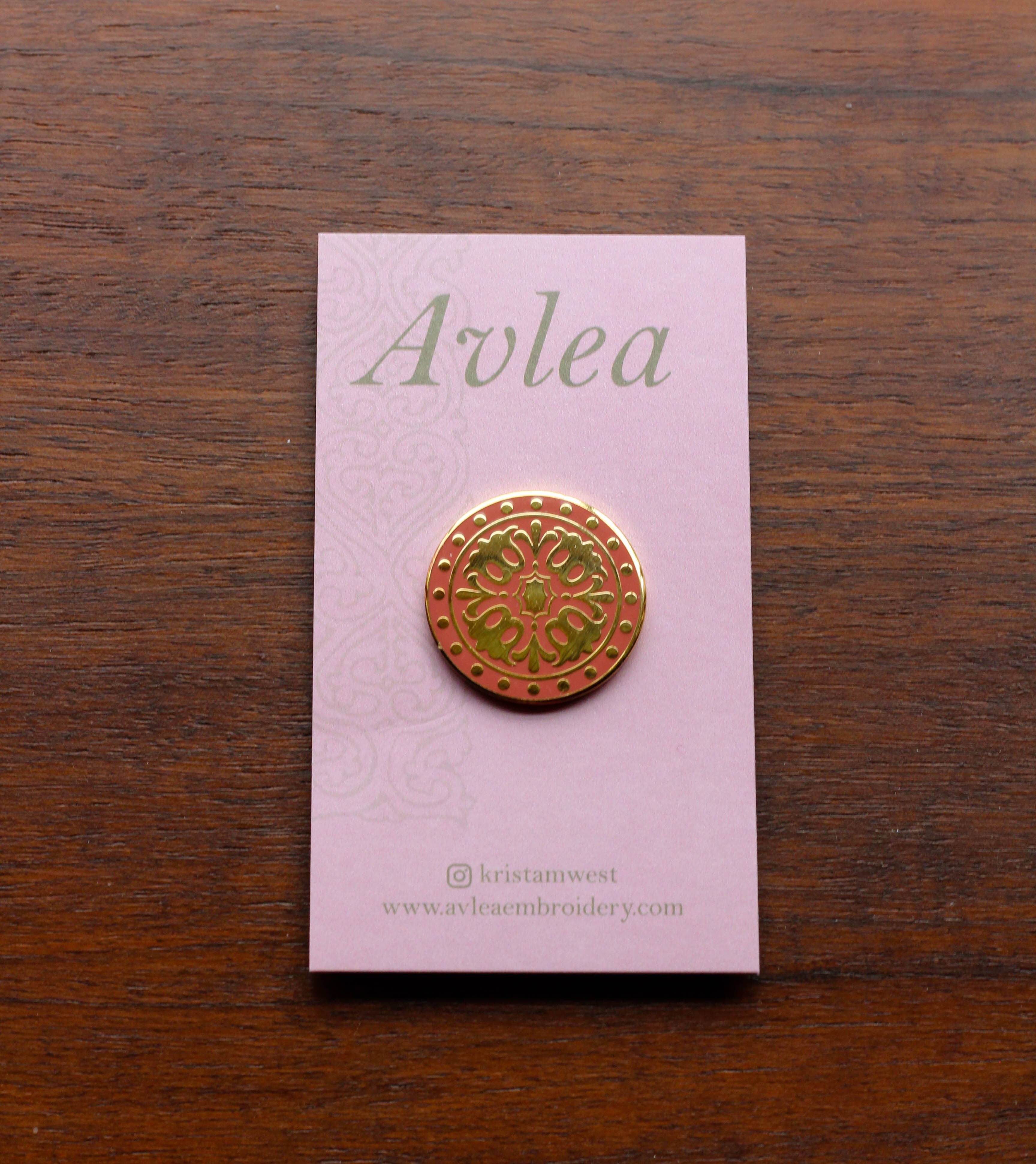 Byzantine Tulip Enamel Needle Minder - Avlea Folk Embroidery - Cross Stitch Notions