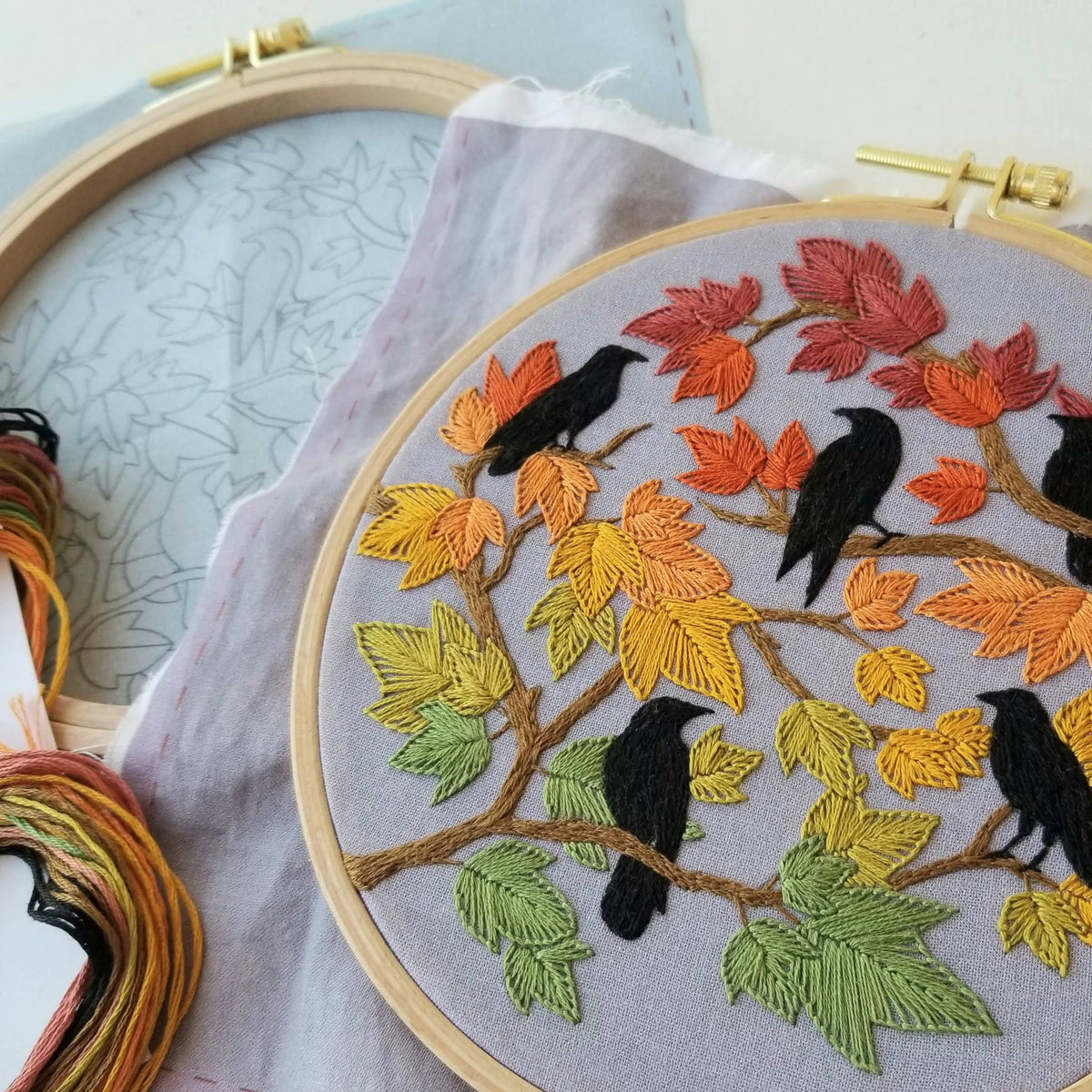 Autumn Birds Embroidery Kit - Jessica Long Embroidery