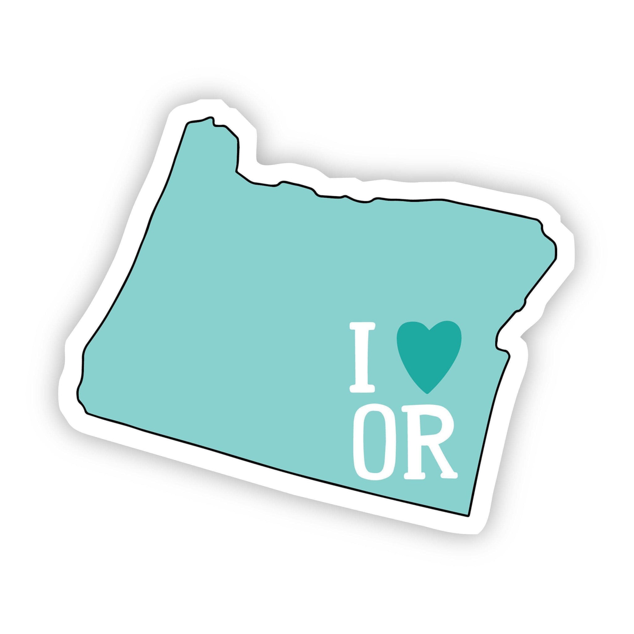 I Love Oregon Teal Sticker - Big Moods