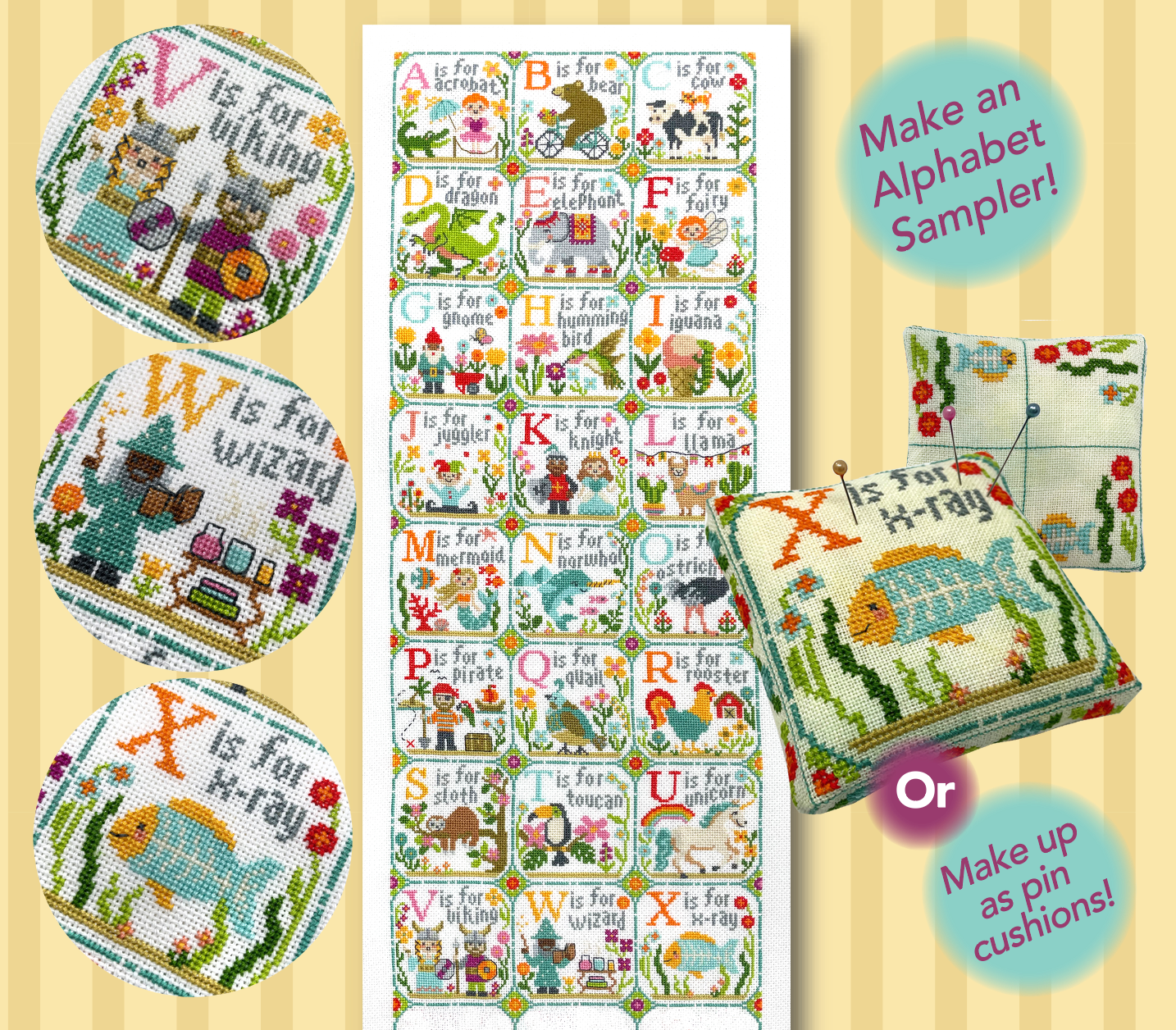 Happy Alphabet Part 8: VWX - Tiny Modernist - Cross Stitch Pattern