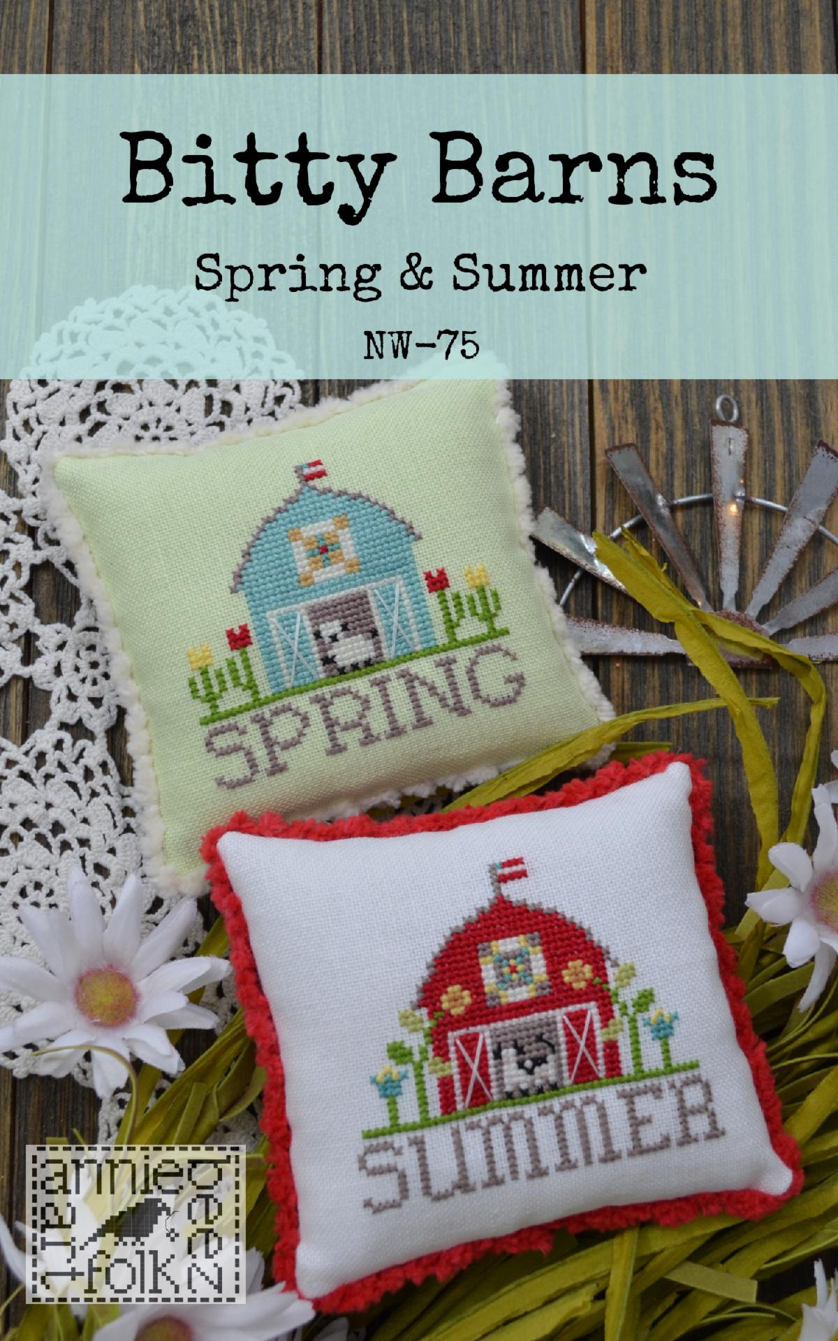 Bitty Barns Spring and Summer - Annie Beez Folk Art - Cross Stitch Pattern