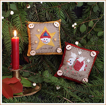 Snow Fairy & Snow Star Ornaments (Button Up for Christmas #3) - The Victoria Sampler - Cross Stitch Pattern