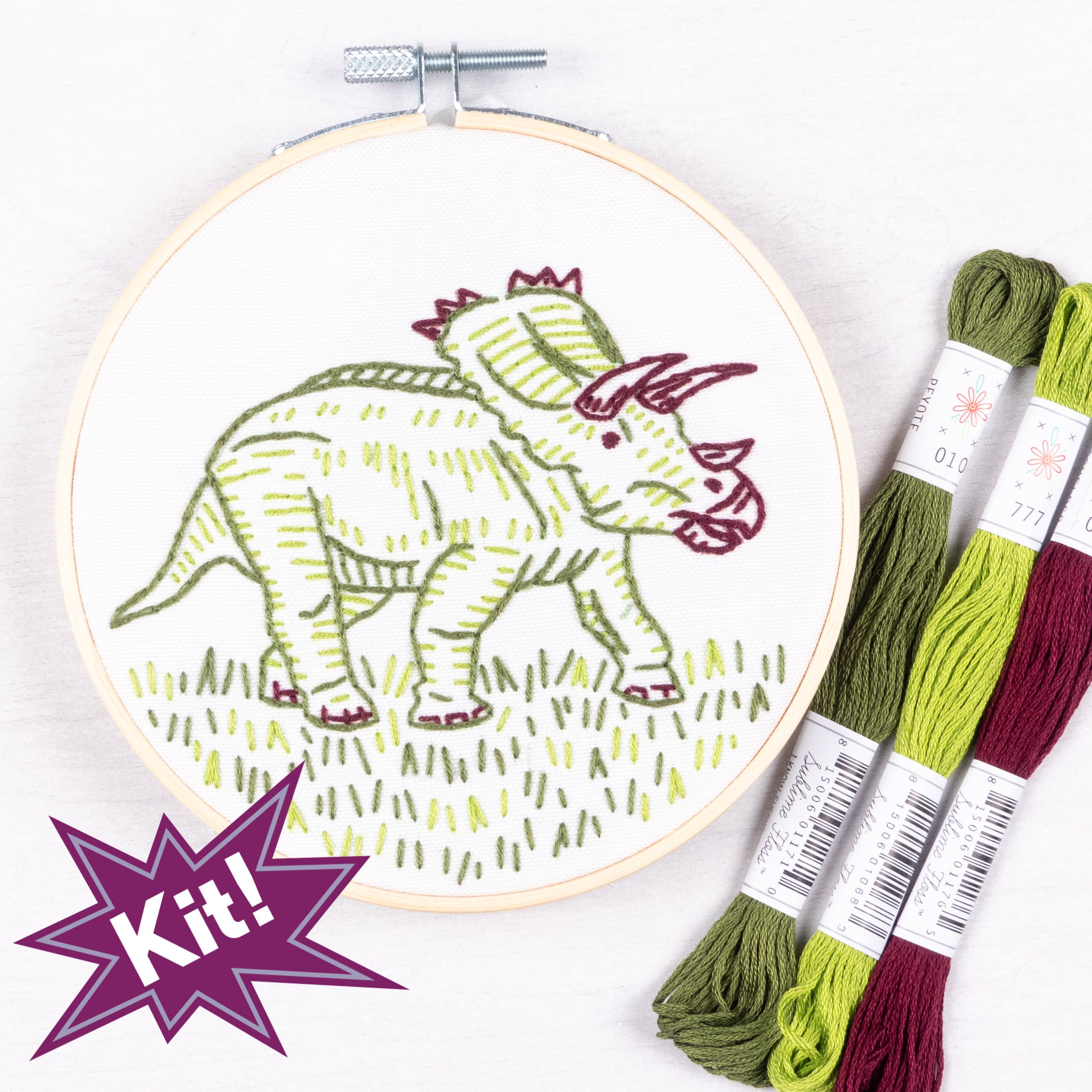 Dino-Mite Embroidery - PopLush Embroidery - Embroidery Kit