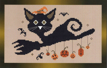Broom Black Cat - Stitch-N-Needs - Cross Stitch Pattern