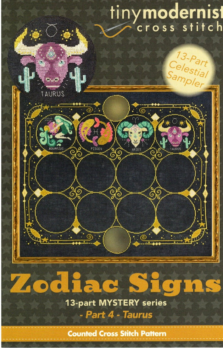 Taurus (Zodiac Signs #4) - Tiny Modernist - Cross Stitch Pattern