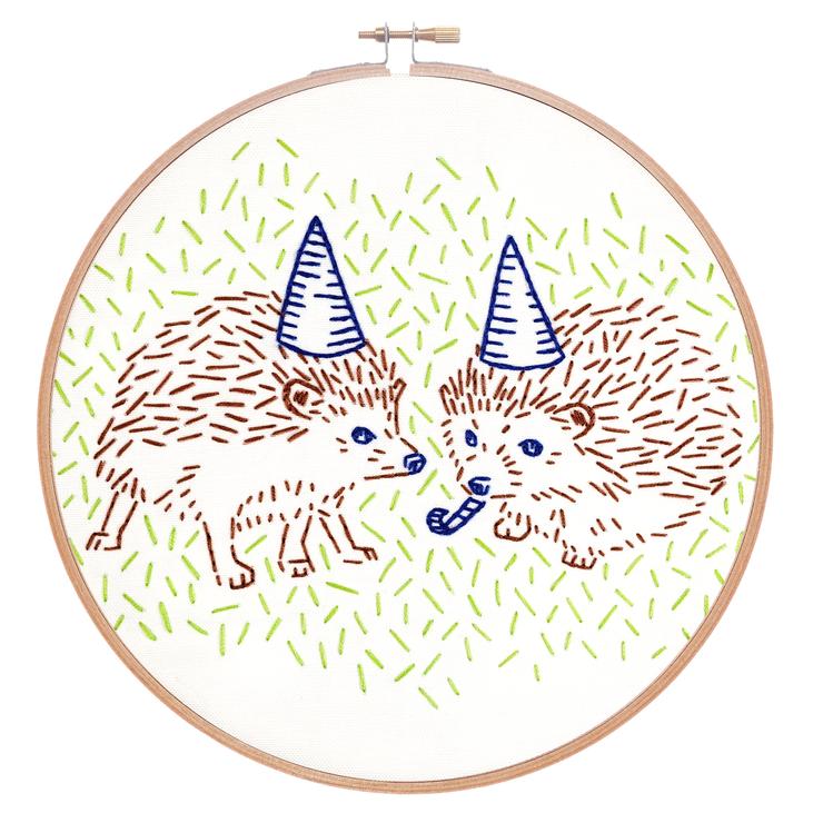 Hedgehog Party - PopLush Embroidery - Embroidery Kit