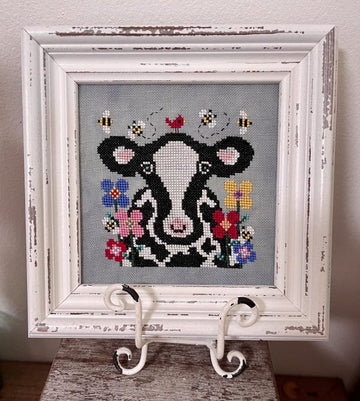 Bessie in the Blooms (The Moo the Merrier) - The Blackberry Rabbit - Cross Stitch Pattern