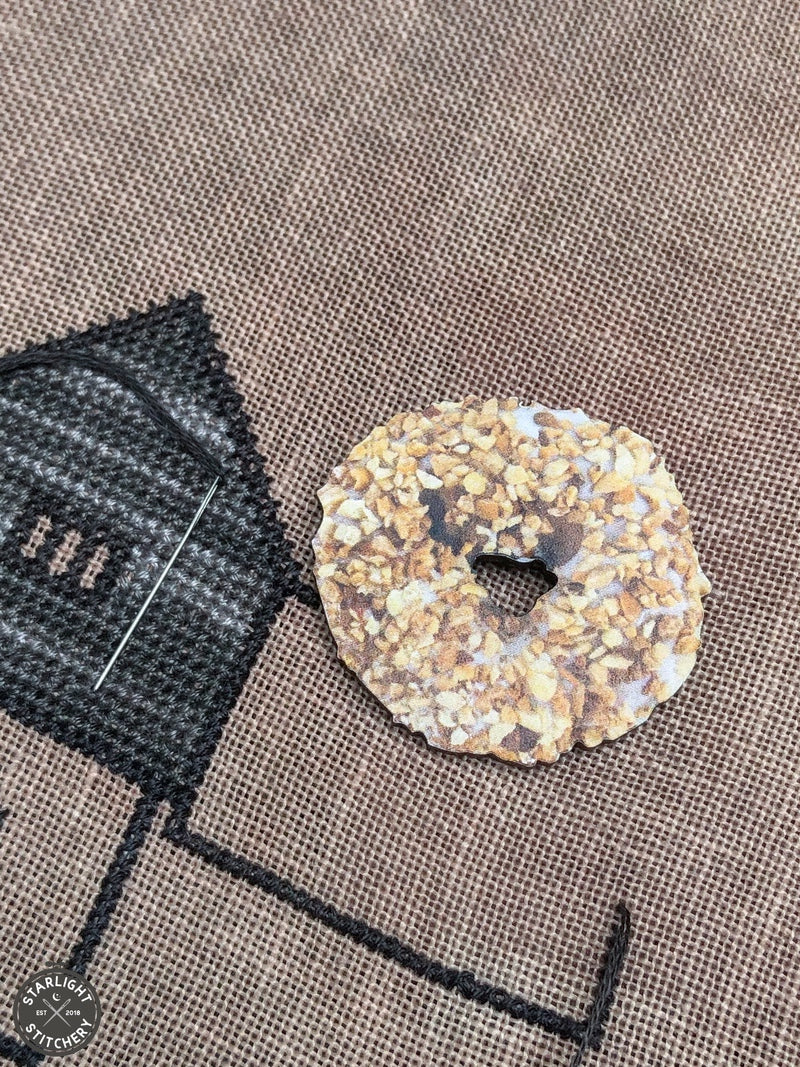 Crunchy Donut Wooden Needleminder - KittenStitcher