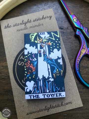 The Tower Tarot Card - Wooden Needle Minder