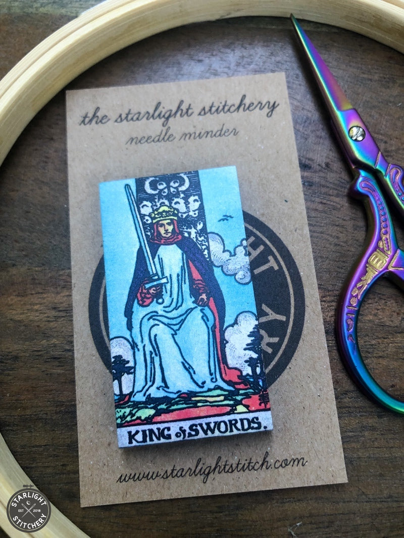 King of Swords Tarot Card - Wooden Needle Minder